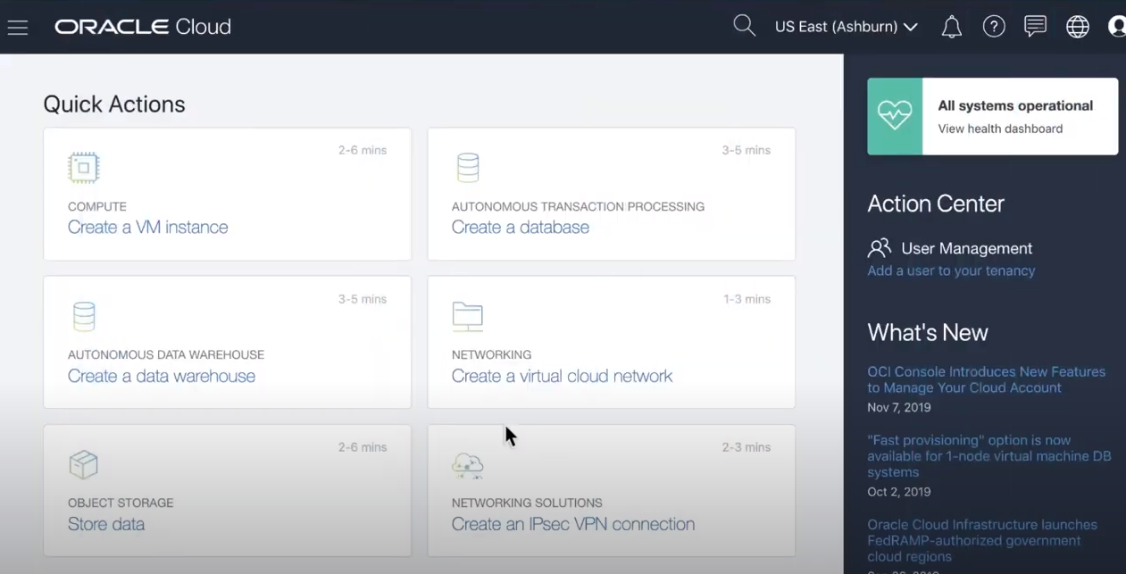 screenshot of Oracle Cloud Infrastructure (OCI)